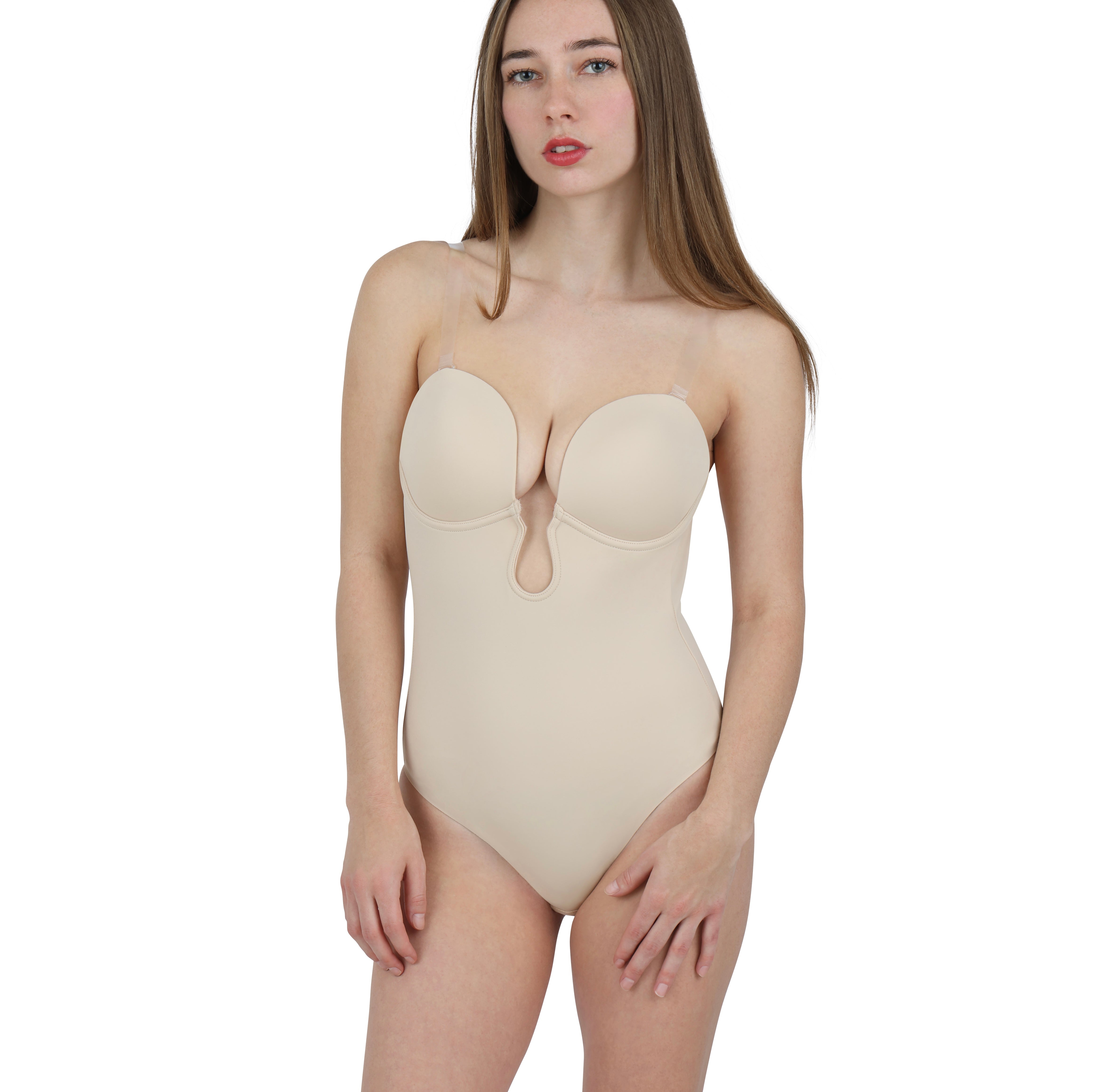 Plunge Low-back Body Suit / Backless Body Suit/ Body Suit Clear